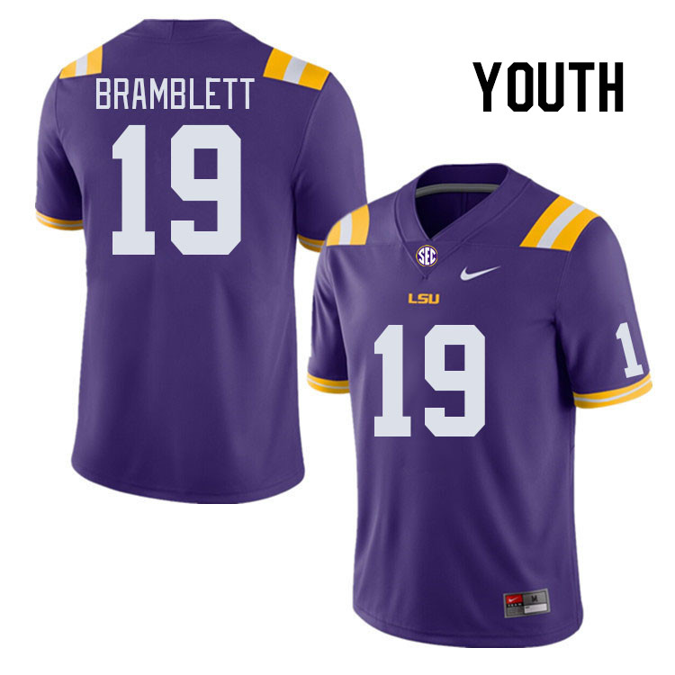 Youth #19 Jay Bramblett LSU Tigers College Football Jerseys Stitched-Purple